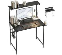 HOMCOM Escritorio PC con Estante Ajustable, portavasos 80cm Negro