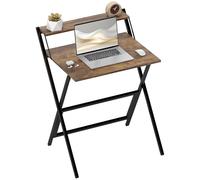 HOMCOM Escritorio plegable con estante para monitor, escritorio plegable de 70 cm para computadora para espacios pequeños, mesa de escritura que ahorra espacio, estación de trabajo para oficina en