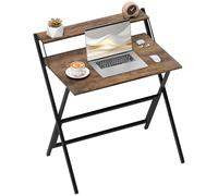 HOMCOM Escritorio plegable con estante para monitor, escritorio plegable para computadora de 32 pulgadas para espacios pequeños, mesa de escritura que ahorra espacio, estación de trabajo para oficina