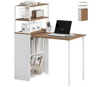Homcom Escritorio Plegable Con Estantería Con 4 Estantes 105x60x127 Cm Natural