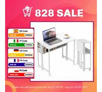 HOMCOM Escritorio Plegable con Ruedas y Estante Casa 80x50x75 cm Blanco