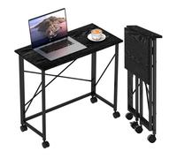 HOMCOM Escritorio Plegable con Ruedas Mesa Escritorio Compacta Mesa de Ordenador Portátil para Casa Oficina Espacios Pequeños 80x40x75 cm Negro
