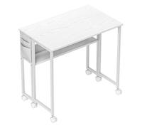 HOMCOM Escritorio Plegable con Ruedas y Estante, Mesa Escritorio Compacta con Bolsillo de Almacenaje, Mesa de Ordenador Portátil para Casa, Oficina, Espacios Pequeños, 80x50x75 cm, Blanco