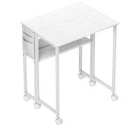 HOMCOM Escritorio plegable, convertible en mesa auxiliar, estante abierto, Blanco