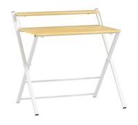 HOMCOM Escritorio Plegable Mesa de Escritorio Plegable con Estante Abierto Escritorio Pequeño para Estudio Hogar Oficina 86x66x82 cm Natural