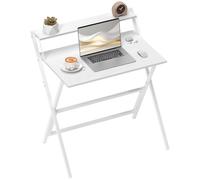 HOMCOM Escritorio Plegable Mesa de Ordenador 75,5 x 50 cm con Estante de Almacenamiento para Dormitorio y Pequeños Espacios, Blanco