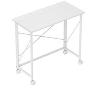 HOMCOM Escritorio plegable mesa de ordenador 80 x 40 cm con ruedas para oficina en casa, dormitorio, espacios pequeños, blanco Aosom España
