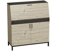 HOMCOM Escritorio secreter industrial con estantes y armazón metálico 100 cm Madera natural y Negro Aosom España