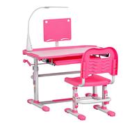 Homcom - Escritorio y silla ajustables Rosa