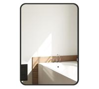 HOMCOM Espejo de Baño 50x70 cm Espejo de Pared Decorativo con Marco de Metal y Gancho Fácil Instalación para Salón Entrada Pasillo Negro