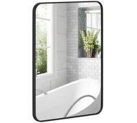 HOMCOM Espejo de Baño 60x80 cm con Marco de Metal Vertical u Horizontal Negro Negro