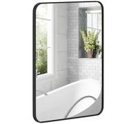 HOMCOM Espejo de Baño 60x80 cm Espejo de Pared Decorativo con Marco de Metal y Gancho Fácil Instalación para Salón Entrada Pasillo Negro