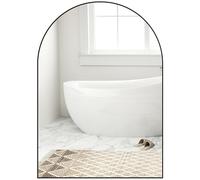HOMCOM Espejo de baño con Arco, Espejo de Pared con Marco de Acero, 50 x 70 cm, Espejo Decorativo para Dormitorio, Sala de Estar, Entrada, Color Negro