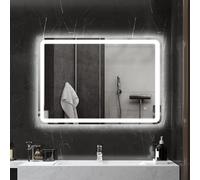 HOMCOM Espejo de Baño con Luces LED, 70x100 cm, Espejo de Pared, 3 Colores de Luz, Brillo Regulable, Función Antivaho, Función de Memoria, Interruptor Táctil, IP44, Horizontal/Vertical