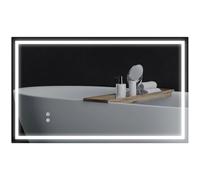 HOMCOM Espejo de Baño con Luz LED de 3 Colores 100x60 cm Espejo de Pared con Luz Retroiluminado Antivaho Brillo Regulable Interruptor Táctil IP44 Montaje Horizontal o Vertical