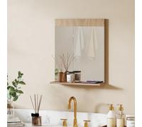 HOMCOM Espejo de Baño Espejo de Pared con Estante Abierto Roble | Espejo para Entrada, Pasillo, 50x12x60 cm
