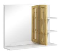 HOMCOM Espejo de Baño Moderno Espejo de Pared Rectangular con 4 Estantes de Almacenamiento para Maquillaje 45x15x58,5 cm Blanco Aosom España