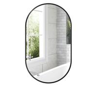 Homcom espejo de baño ovalado 40x70 cm con marco de aluminio espejo de pared decorativo horizontal o vertical para salón entrada pasillo negro
