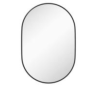 HOMCOM Espejo de Baño Ovalado 60x90 cm con Marco de Aluminio Espejo de Pared Decorativo Horizontal o Vertical para Salón Entrada Pasillo Negro