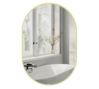 HOMCOM Espejo de Baño Ovalado 60x90 cm con Marco de Aluminio Espejo de Pared Decorativo Horizontal o Vertical para Salón Entrada Pasillo Dorado