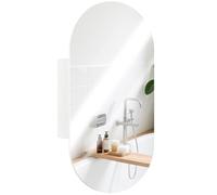 HOMCOM Espejo de baño Ovalado con Mueble, Espejo de Pared Moderno para Almacenamiento en el baño con Dos estantes Que ahorran Espacio, 45x90 cm, Blanco
