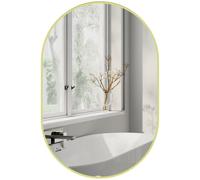 HOMCOM Espejo de Baño Ovalado 60x90 cm con Marco de Aluminio Dorado