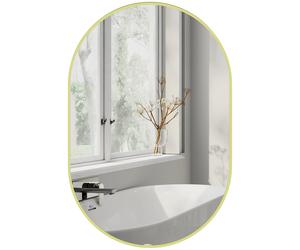 HOMCOM Espejo de Baño Ovalado Espejo Decorativo de Pared con Marco de Aluminio para Salón Horizontal o Vertical Dorado Amarillo claro