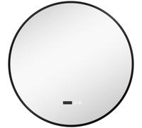HOMCOM Espejo de baño redondo con iluminación LED intensidad variable función antivaho interruptor táctil Negro Aosom España