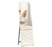 HOMCOM Espejo de Cuerpo Curvado 160x50 cm, Espejo de Pie, sin , Base de Madera, para Salón, Dormitorio, Pasillo, Entrada