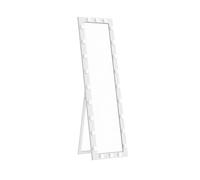 HOMCOM Espejo de cuerpo entero 150x40 cm espejo LED con 24 bombillas 3 tonos de luz, independiente, apoyable o para montaje en pared Blanco Aosom España