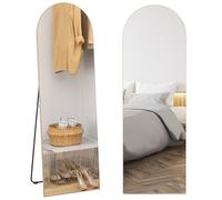 HOMCOM Espejo de Cuerpo Entero, 150x50 cm, Espejo de Pie Arqueado, Sin Marco, Independiente, Apoyado y de Pared, para Dormitorio, Salón, Dorado