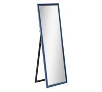 HOMCOM Espejo de Cuerpo Entero 150x50 cm Espejo de Pie o de Pared con Marco en Terciopelo y Soporte para Salón Dormitorio Azul
