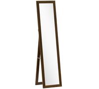 HOMCOM Espejo de Cuerpo Entero 157x37 cm con Marco de MDF Espejo de Pie Inclinado o Colgante Madera Nogal