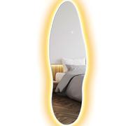HOMCOM Espejo de Cuerpo Entero con Luces LED 120x40 cm Espejo de Pared sin Marco Irregular con Iluminación de 3 Colores Función de Memoria y Táctil Inteligente Transparente
