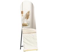 HOMCOM Espejo de Cuerpo Entero Curvado 160x50 cm, Espejo de Pie o Apoyado en la Pared, sin Marco, Base de Madera, para Salón, Dormitorio, Pasillo, Entrada