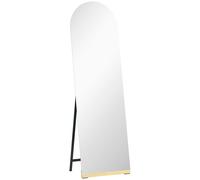 HOMCOM Espejo de Cuerpo Entero Curvado 160x50 cm sin Marco Base de Madera Espejo de Pie o Apoyado en la Pared Transparente