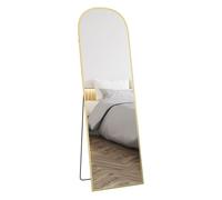 HOMCOM Espejo de Cuerpo Entero Espejo de Pie 50x170 cm Independiente o Pared con Marco de Aleación de Aluminio y Soporte para Sala Dormitorio Baño Dorado