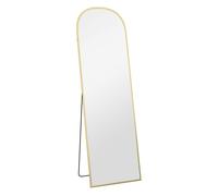 HOMCOM Espejo de Cuerpo Entero Espejo de Pie 50x170 cm Independiente o Pared con Marco de Aleación de Aluminio y Soporte para Sala Dormitorio Baño Dorado