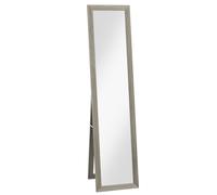 HOMCOM Espejo de Cuerpo Entero Espejo de Pie o de Pared Rectangular con Marco de Madera para Dormitorio 37x155 cm Gris Aosom España