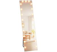 HOMCOM Espejo de cuerpo entero LED RGB 150x40cm interruptor táctil | 21 bombillas, 7 colores, espejo de pared Hollywood, memoria, inclinable, dormitorio, salón