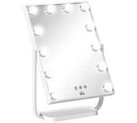 HOMCOM Espejo de Maquillaje con Luz 12 LED 32,8x11x47,4 cm Blanco