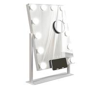HOMCOM Espejo de Maquillaje con Luz 30x40 cm con 12 Bombillas 3 Modos de Iluminación Ajustables Interruptor Táctil Blanco