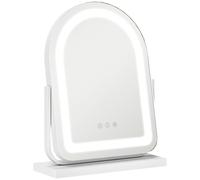 HOMCOM Espejo de Maquillaje con Luz LED Iluminación Ajustable Rotación Regulable de 360° y Control Táctil 33x12x44,5 cm Blanco