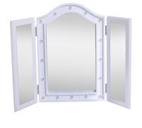 HOMCOM Espejo de Maquillaje con Luz LED Plegable Triple 73x53.5x4.5cm | Espejo Triple de Mesa, Regalo Original para Mujer, Cargo con Batería
