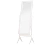 HOMCOM Espejo de Maquillaje de Pie Reclinable Nórdico para Dormitorio Salón Marco de Madera 47x46x148 cm Blanco