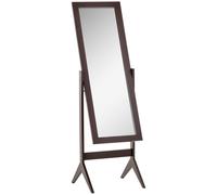 HOMCOM Espejo de Maquillaje de Pie Reclinable Nórdico para Dormitorio Salón Marco de Madera 47x46x148 cm Marrón Aosom España