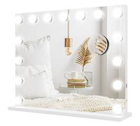 HOMCOM Espejo de Maquillaje LED, 3 modos de luz, regulable, control táctil, USB, 58x48cm, Blanco