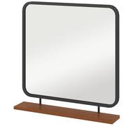 HOMCOM Espejo de Pared 55 x 55,5 cm Espejo de Pasillo con Estante de Madera, Espejo Rectangular, Espejo Decorativo para Dormitorio, baño, Negro