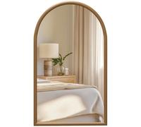 HOMCOM Espejo de Pared Arco 110x65cm, Espejo con Marco de Madera para Dormitorio y Entrada, Marrón Oscuro