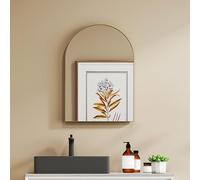 HOMCOM Espejo de Pared arqueado, Espejo de baño, 50 x 70 cm, Alta definición, con Marco de aleación de Aluminio, para Dormitorio, salón, Pasillo, Dorado